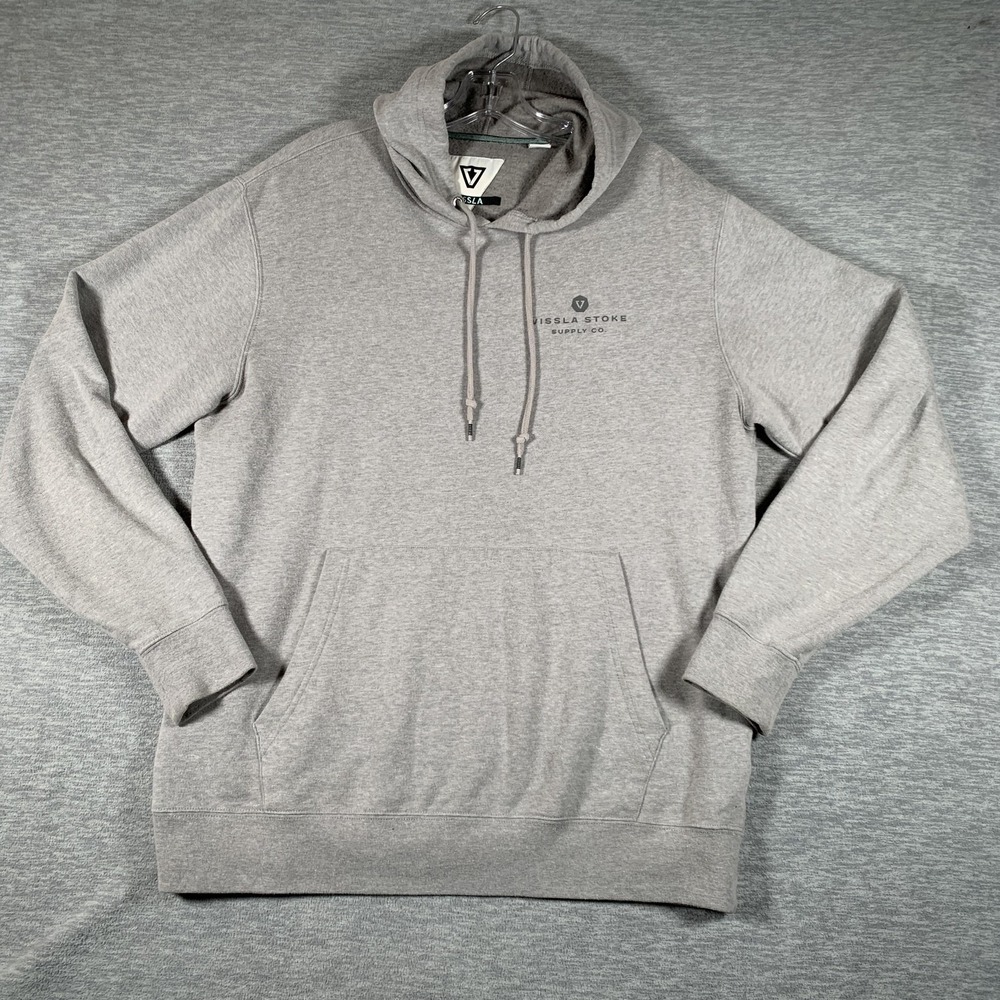 Vissla Hoodie Mens Large Gray Stoke Supply Graphic Pullover Fleece‎ Sweatshirt